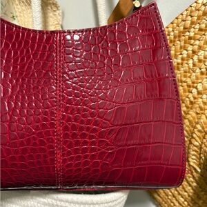 Red Crocodile-Embossed Women's Mini Bag